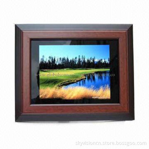 7-inch Wooden/Leather Digital Photo Frame, Multimedia Function with Slim Body
